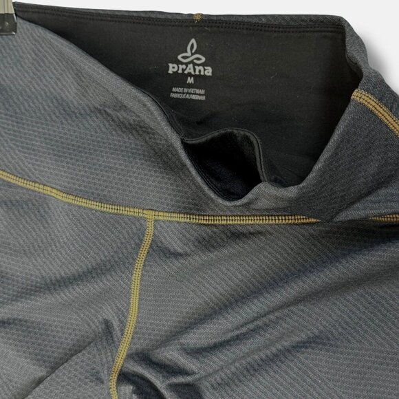 Prana Leggings Sz M Charcoal Contrast Stitch Cropped Ruched Textured Athletic - Picture 5 of 8